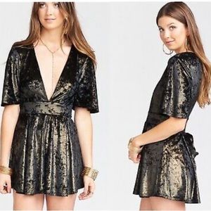 Show Me Your Mumu Velvet Black & Gold Romper